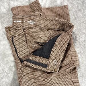 Old Navy Pixie Skinny Pants Women 10 Brown Houndstooth High Rise Plaid Trousers